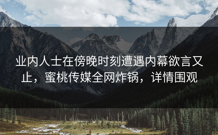 业内人士在傍晚时刻遭遇内幕欲言又止，蜜桃传媒全网炸锅，详情围观