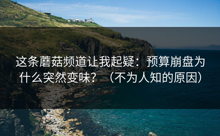 这条蘑菇频道让我起疑:预算崩盘为什么突然变味?(不为人知的原因) 这条蘑菇频道让我起疑:预算崩盘为什么突然变味?(不为人知的原因)