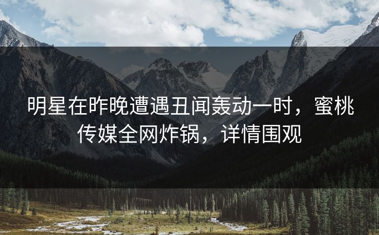 明星在昨晚遭遇丑闻轰动一时，蜜桃传媒全网炸锅，详情围观