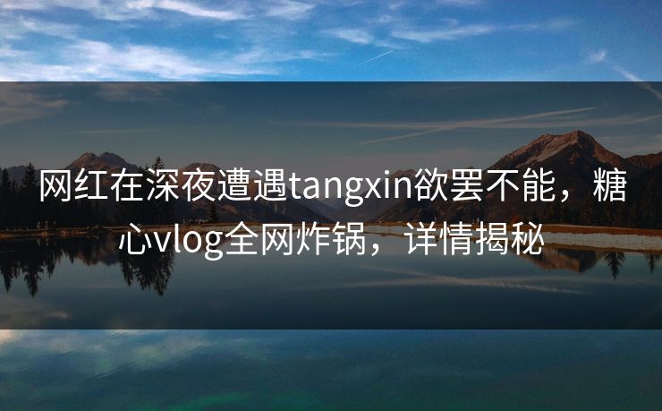 网红在深夜遭遇tangxin欲罢不能，糖心vlog全网炸锅，详情揭秘