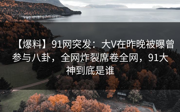 【爆料】91网突发：大V在昨晚被曝曾参与八卦，全网炸裂席卷全网，91大神到底是谁
