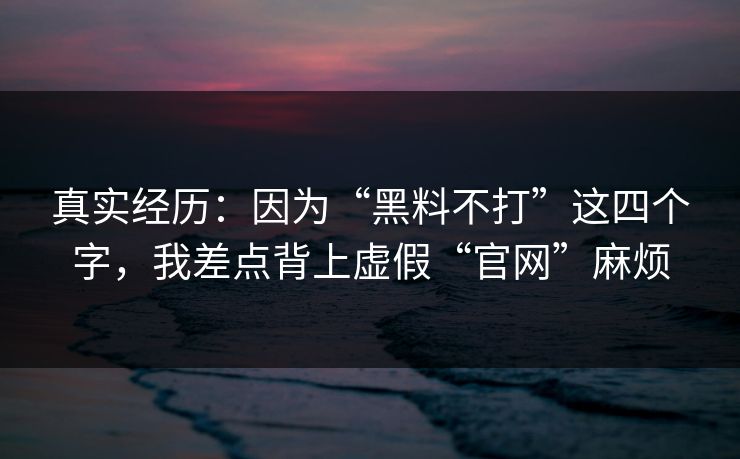 真实经历：因为“黑料不打”这四个字，我差点背上虚假“官网”麻烦