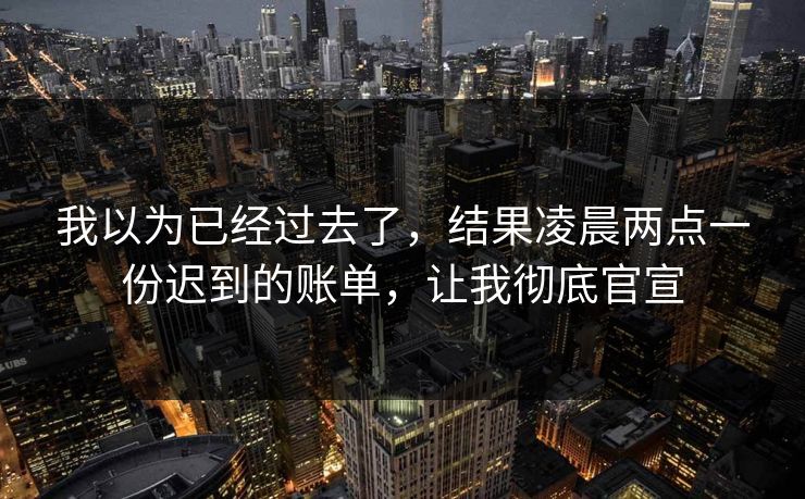 我以为已经过去了，结果凌晨两点一份迟到的账单，让我彻底官宣
